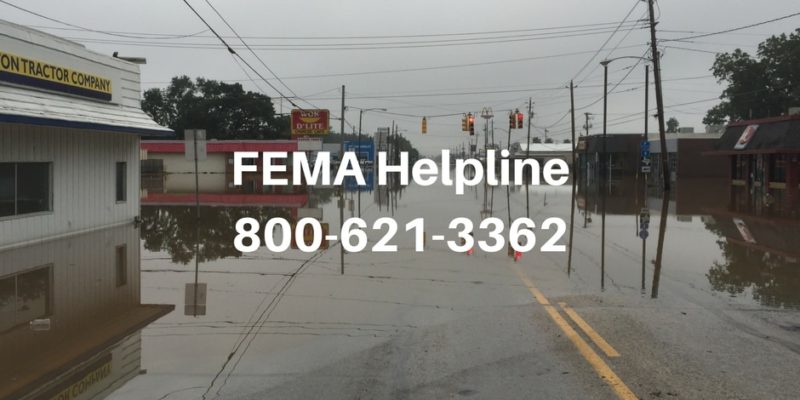 FEMA Helpline 800-621-3362